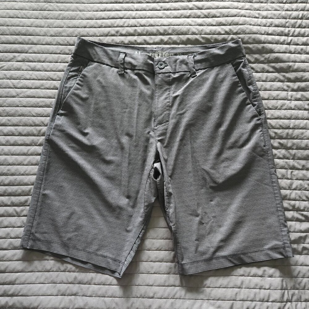Hang Ten Men's Men's Hybrid Short 11" - 34 Dark Grey Striped